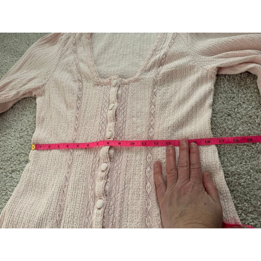 Free People Blush Pink Textured Jules Mini Dress XL Button Front, Boho Style EUC - Picture 10 of 10